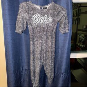 Bebe Girls Size S 4 Small Girls Gray Romper Jumpsuit